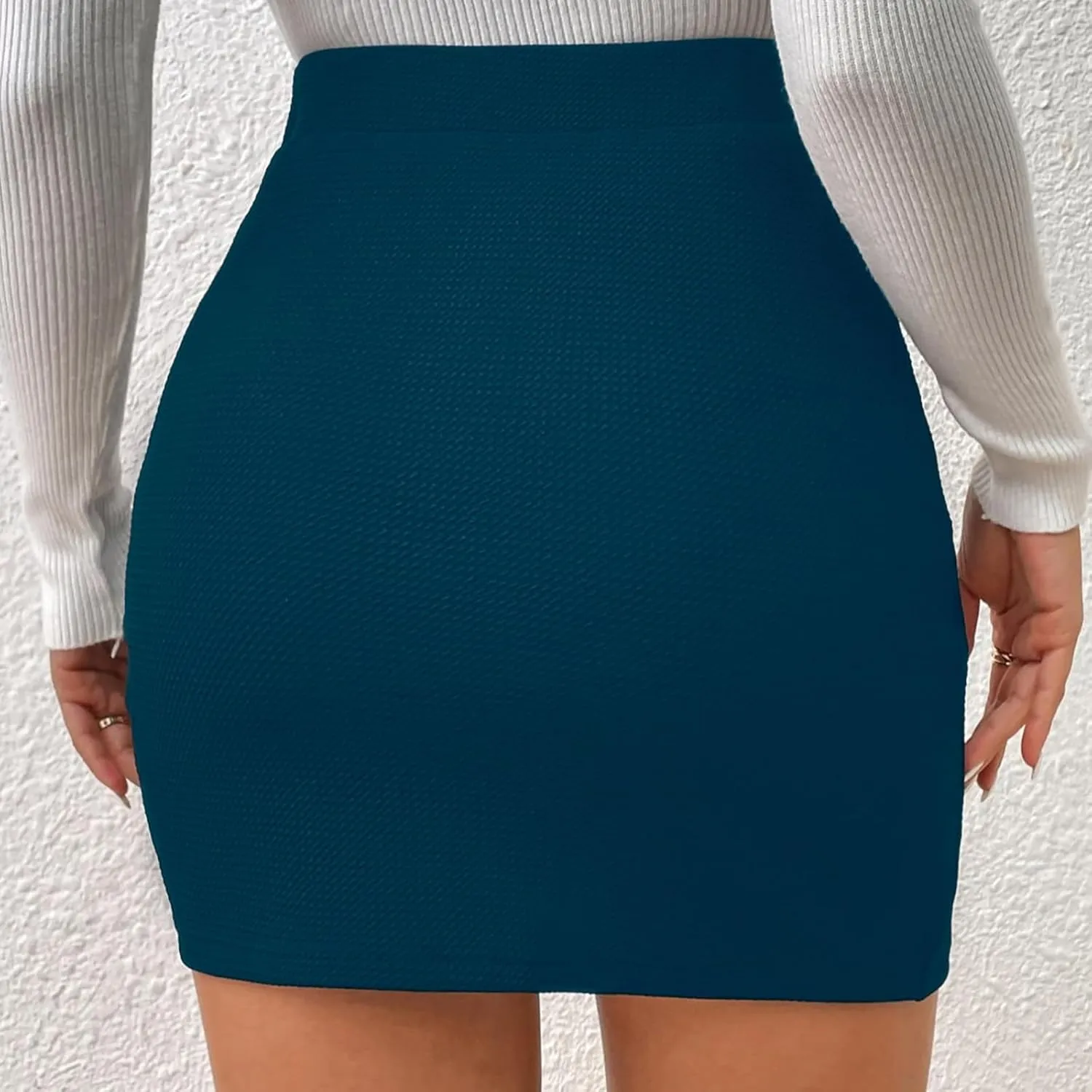 Oplxuo Women's Bodycon Ruched Mini Skirt Elastic High Waist Asymmetrical Short Skirts