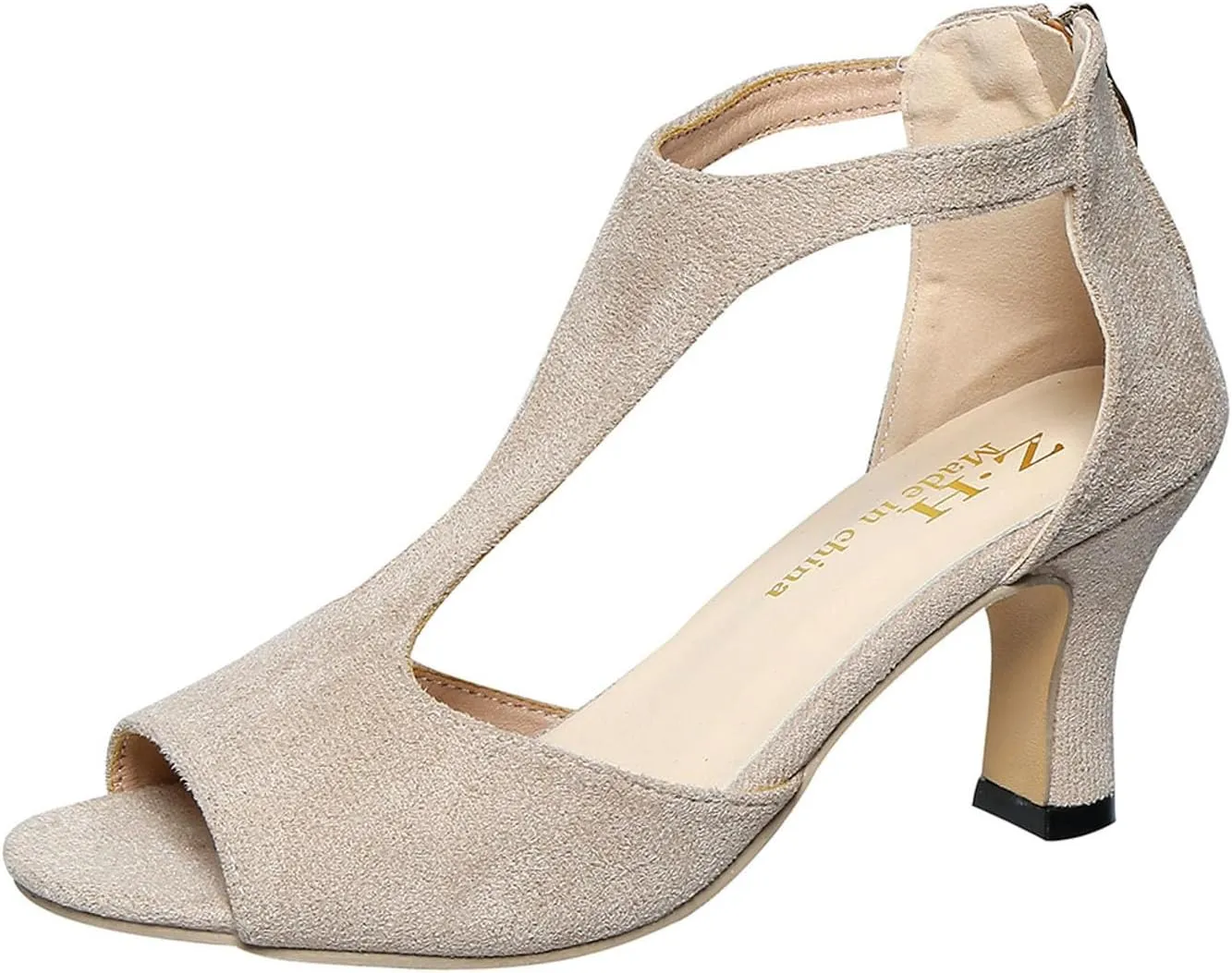 Orthopedic Heels for Women Summer 2025 High Heel Dress Shoes Open Toe Suede Sandals Cutout Roman Sandals with Back Zipper