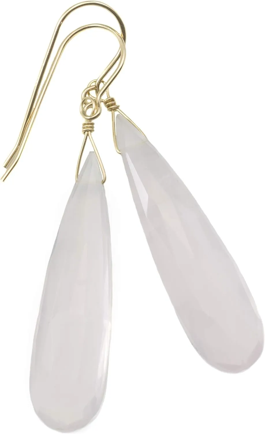 Pink Rose Quartz Earrings Large Long Faceted Cut Teardrops Soft Pink Briolette Drops 2 Inches