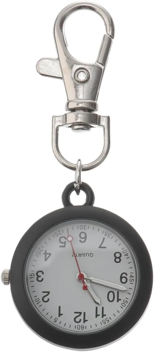 Pocket Watch with Keychain, Lapel Watch Clip- on Fob Watch for Medical Pocket Watch Simple Metal Decorative Keyring Design Hanging Quartz Watch for Nurses