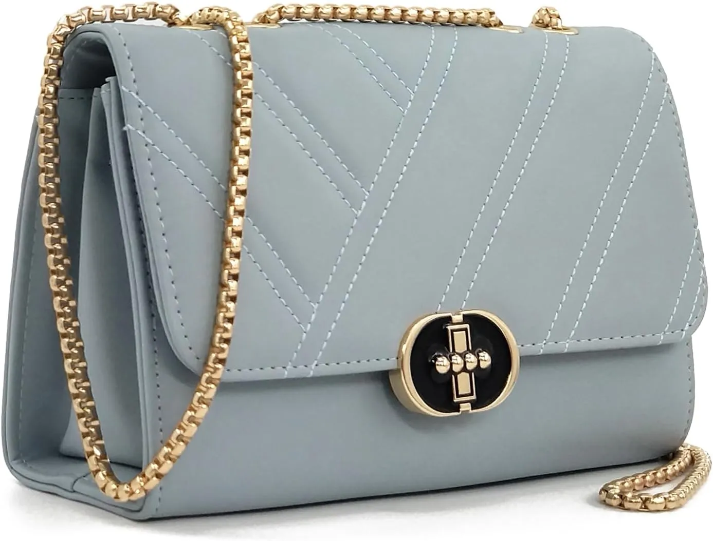 PORT&LOTUS Women's Shoulder Bag with Golden Chain Strap Quilted Handbags for Women Cute Clutch Purses for Women Trendy