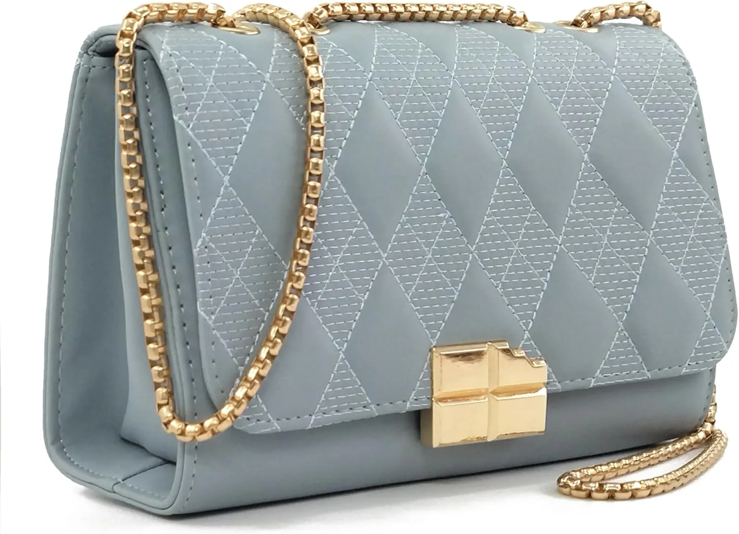 PORT&LOTUS Women's Shoulder Bag with Golden Chain Strap Quilted Handbags for Women Cute Clutch Purses for Women Trendy
