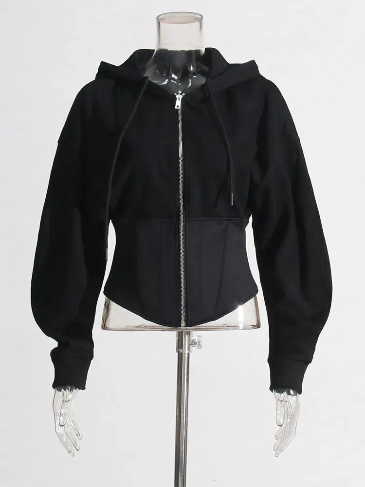 Pre Order:  Long Sleeved Waistband Hooded Jacket