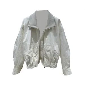 Pre Order: Thick Collar Buttoned Zip Up Front Pocket Jacket