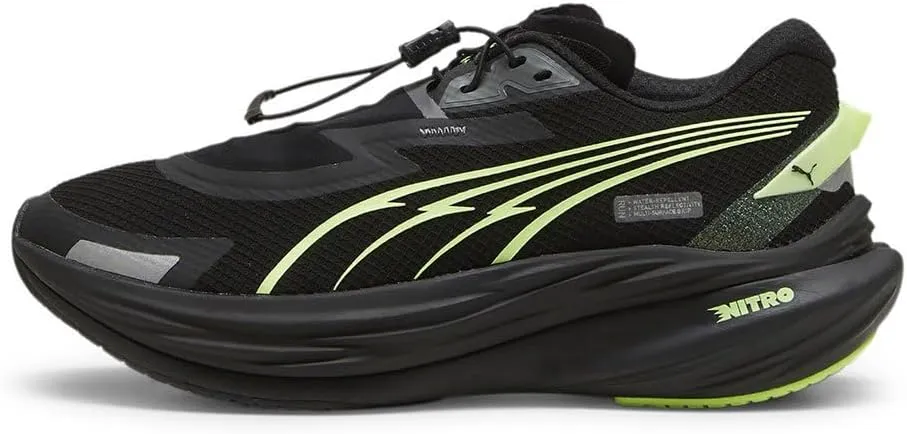 PUMA Womens Deviate Nitro 3 WTR  Running Shoes Neutral Shoe Galactic Gray/Black/Fizzy Apple - Dark Grey