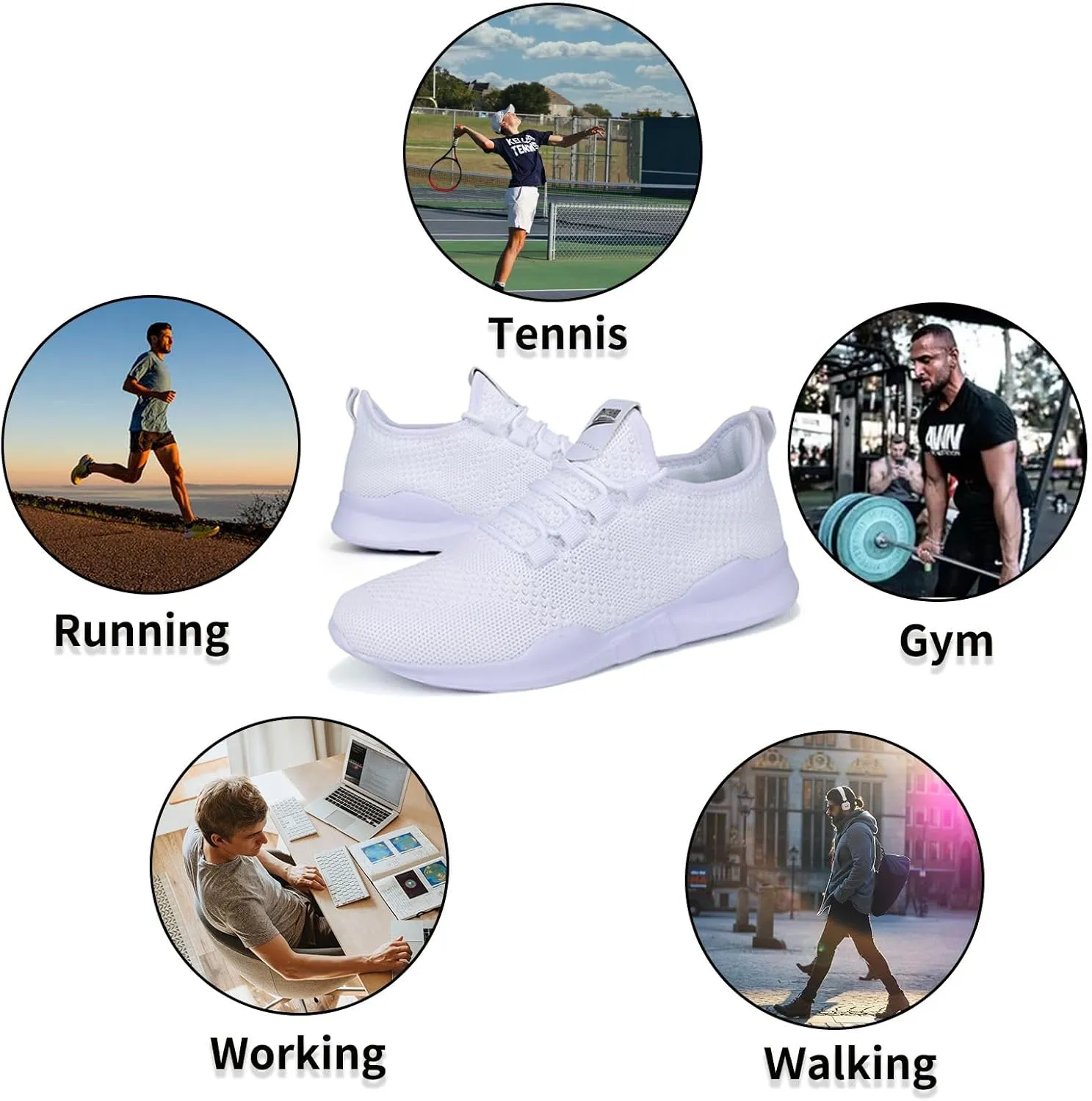 QIJGS Running Shoes for Men Gym Tennis Athletic Mesh Sneakers Lightweight Sports Fashion Workout Casual Shoes