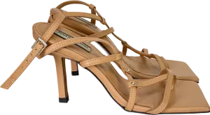 River Island Beige Strap Heeled Sandals UK 4 EU 37 