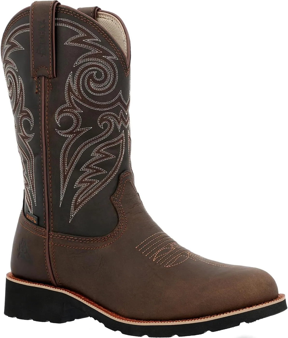 ROCKY MonoCrepe 12 Steel Toe Western Boot, Chocolate, Size 12(W)