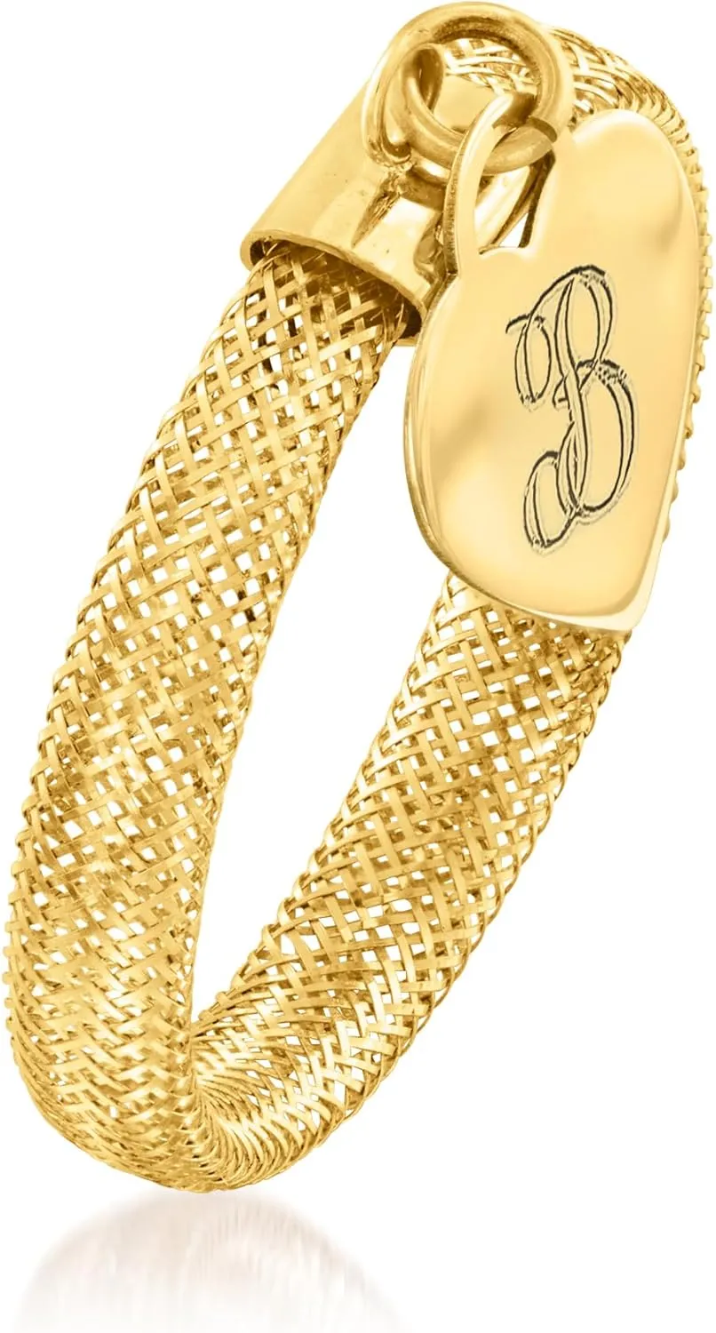Ross-Simons Italian 14kt Yellow Gold Personalized Heart Mesh Ring