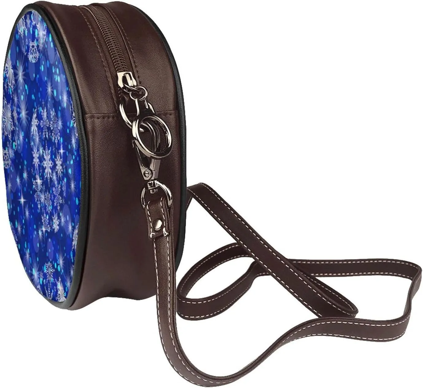Round Crossbody Bag for Women, PU Leather Shoulder Bag with Strap