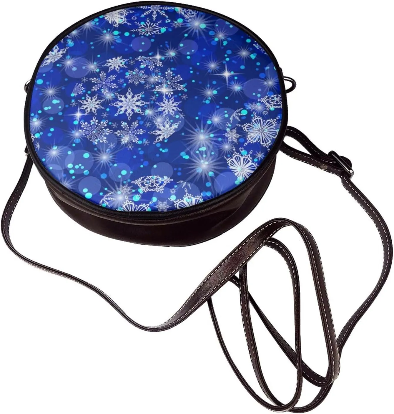 Round Crossbody Bag for Women, PU Leather Shoulder Bag with Strap
