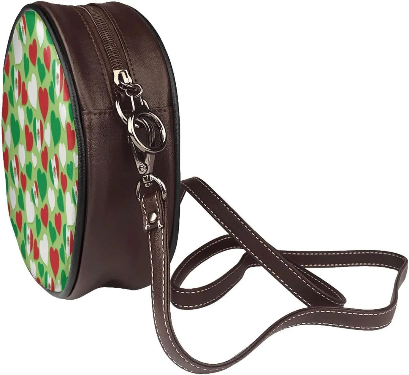 Round Crossbody Bag for Women, PU Leather Shoulder Bag with Strap