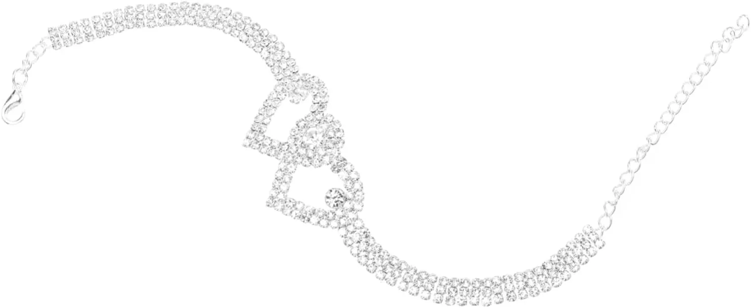 SAFIGLE Heart-shaped Rhinestone Anklet Crystal Anklet Stacking Bracelet Beach Jewelry Fashion Accessory