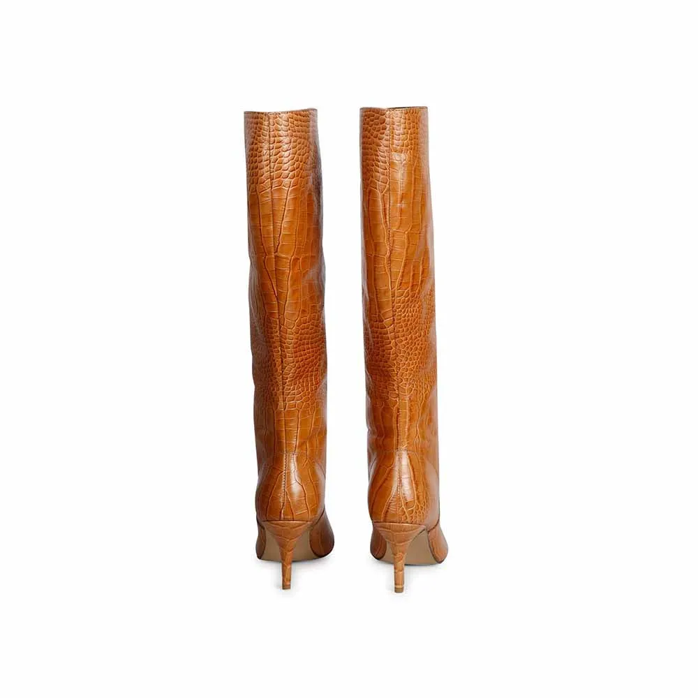 Saint G Textured Tan Leather Handcrafted Boots