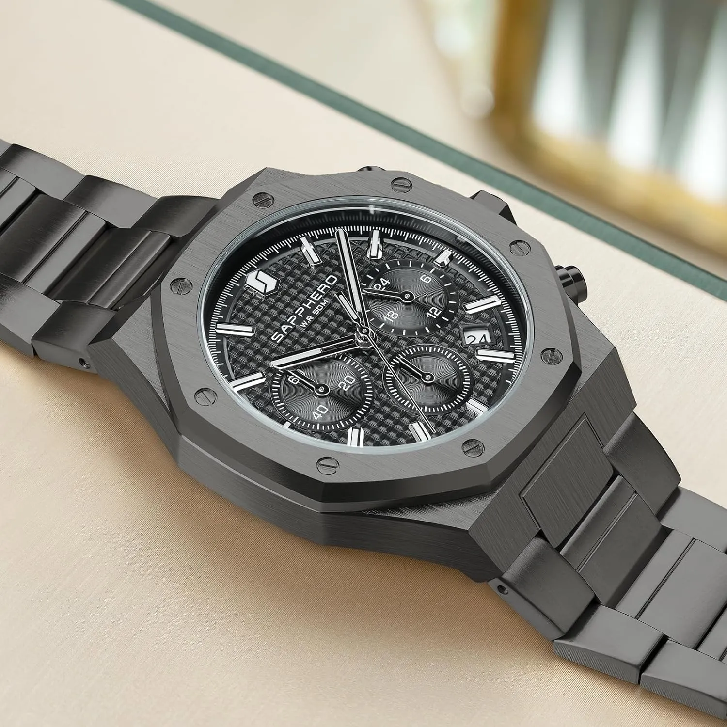 SAPPHERO Mens Watches Luxury 50M Waterproof Men's Wrist Watch Business Date Sport time Fashion Stainless Steel Strap Watches for Men