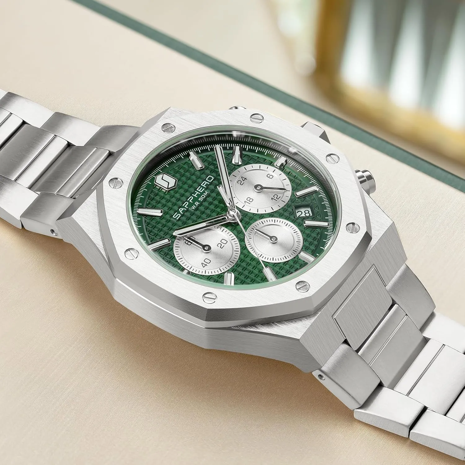 SAPPHERO Mens Watches Luxury 50M Waterproof Men's Wrist Watch Business Date Sport time Fashion Stainless Steel Strap Watches for Men