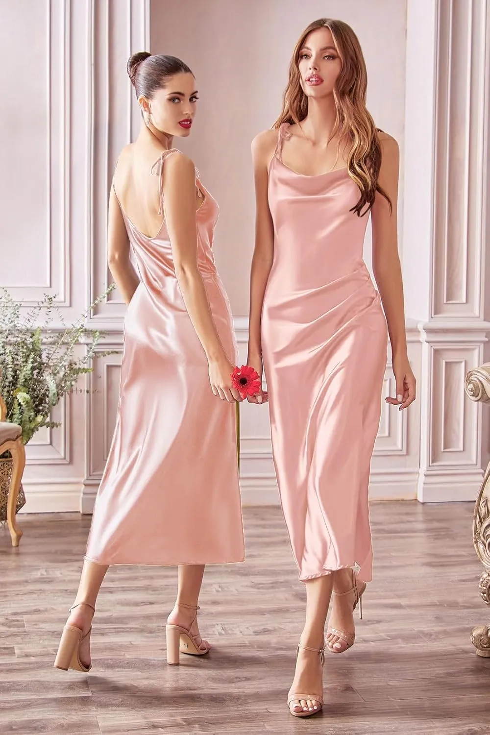 Satin Silk Slip Maxi Dress for Wedding Guest Women Backless Maxi Dress