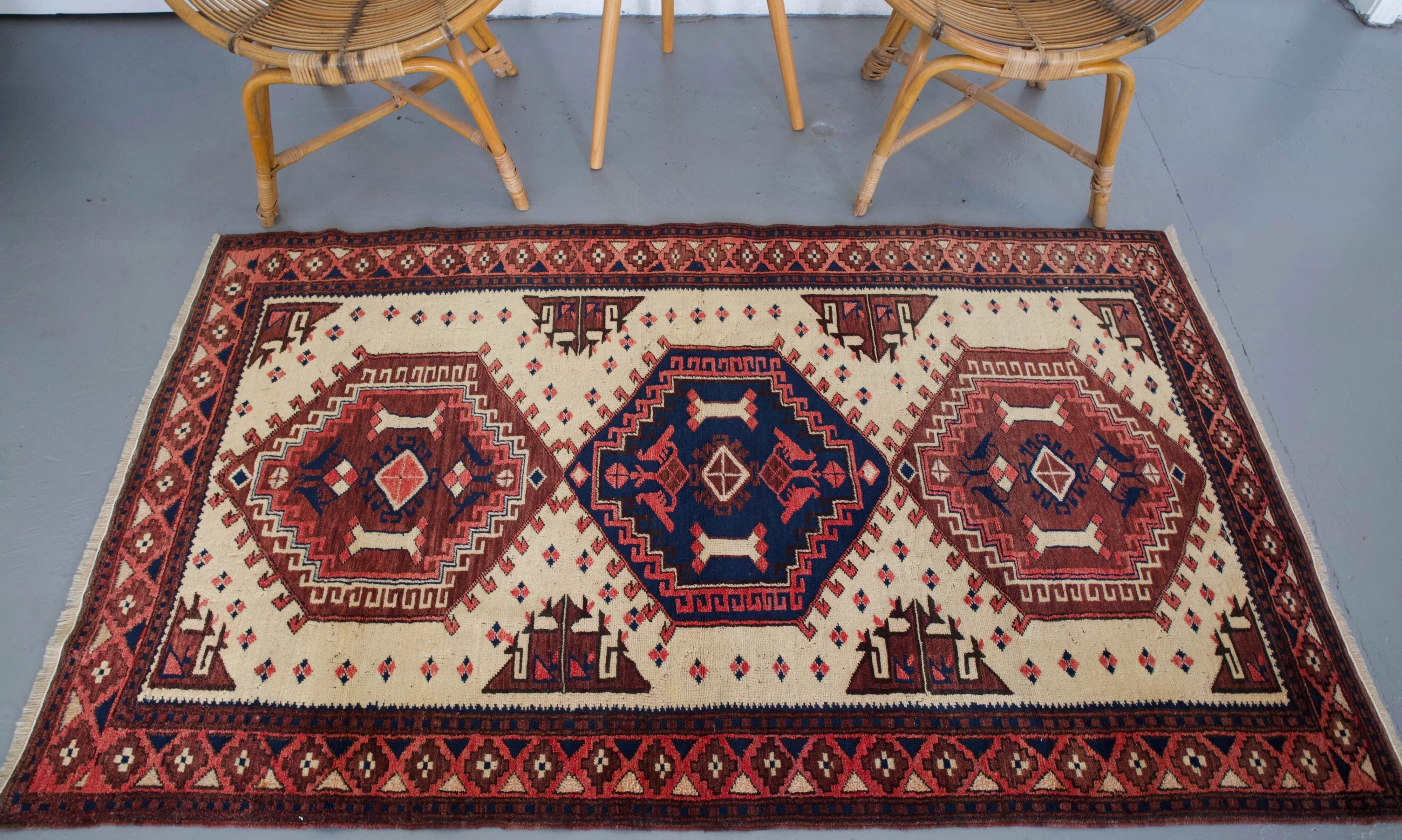 Semi-Antique Turkish Anatolian Nomad Rug 3'7"x6'