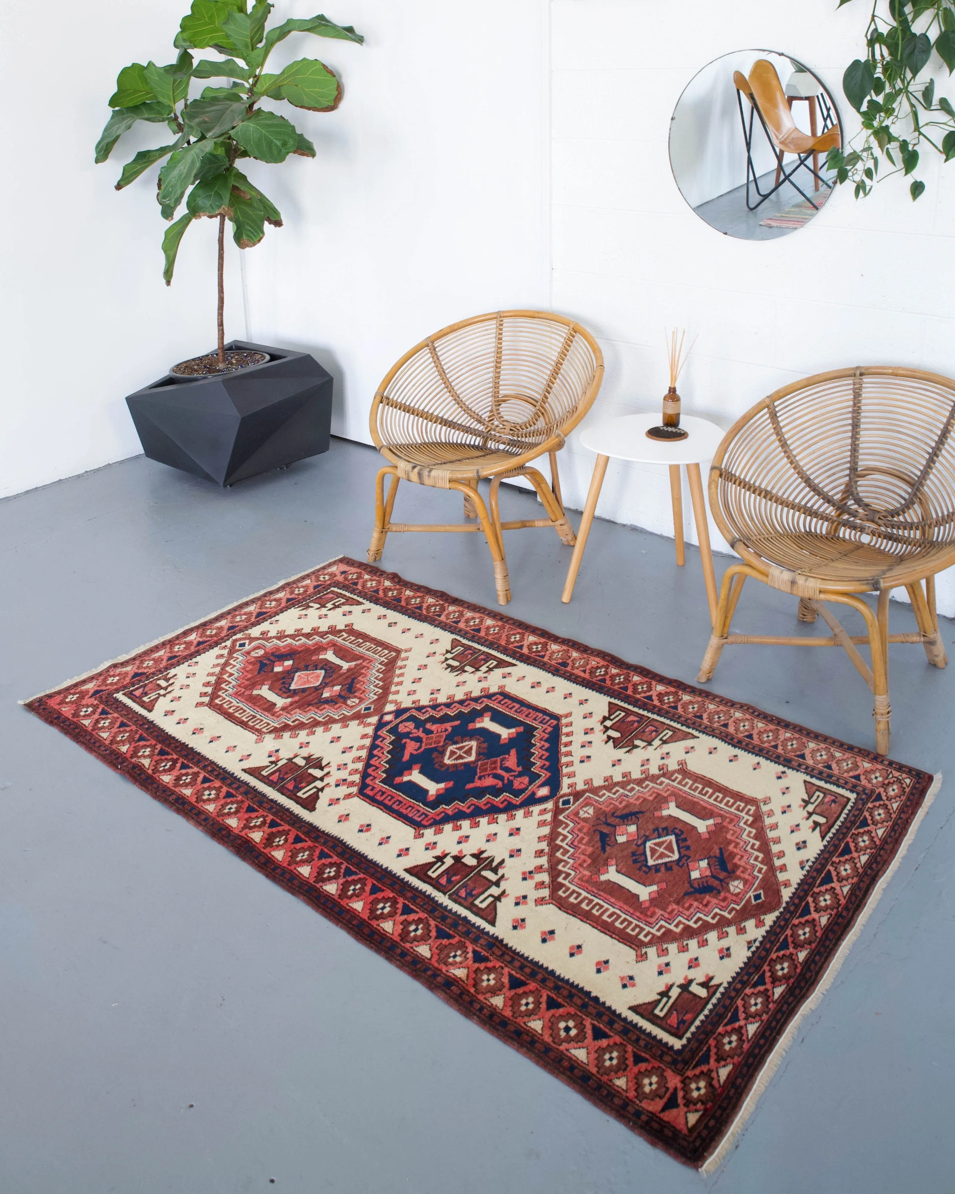 Semi-Antique Turkish Anatolian Nomad Rug 3'7"x6'