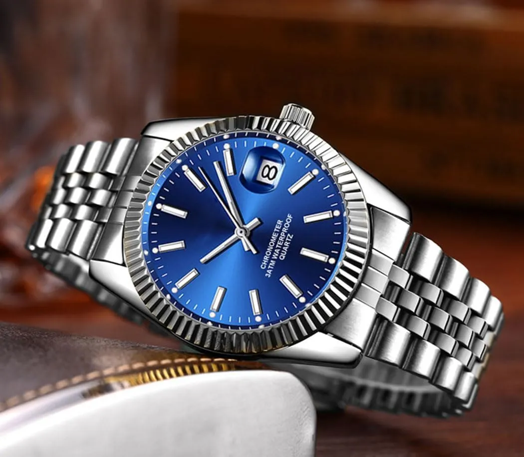 SENRUD Men's Classic Design Analog Quartz Watches Fashion Business Watch Stainless Steel Waterproof Date Casual Wrist Watch for Men