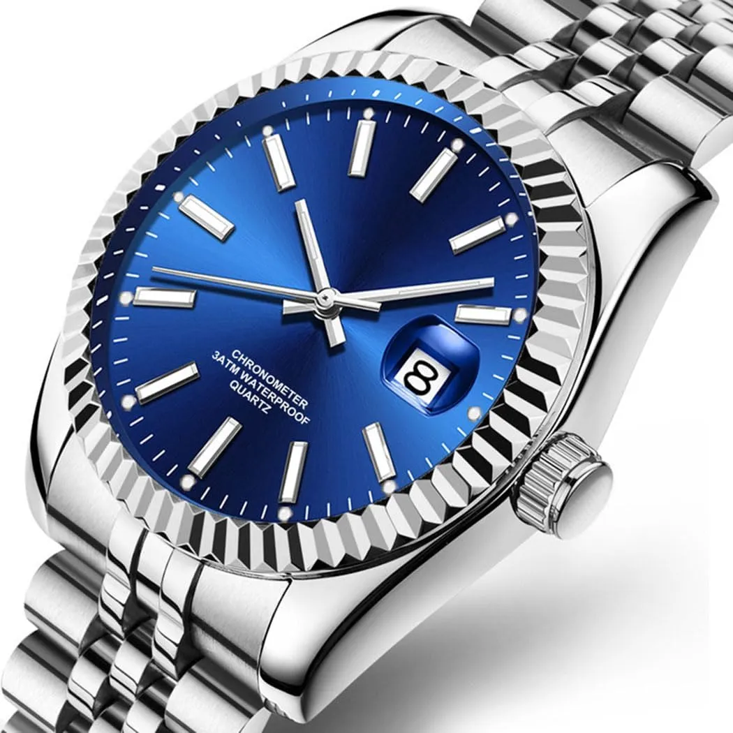 SENRUD Men's Classic Design Analog Quartz Watches Fashion Business Watch Stainless Steel Waterproof Date Casual Wrist Watch for Men