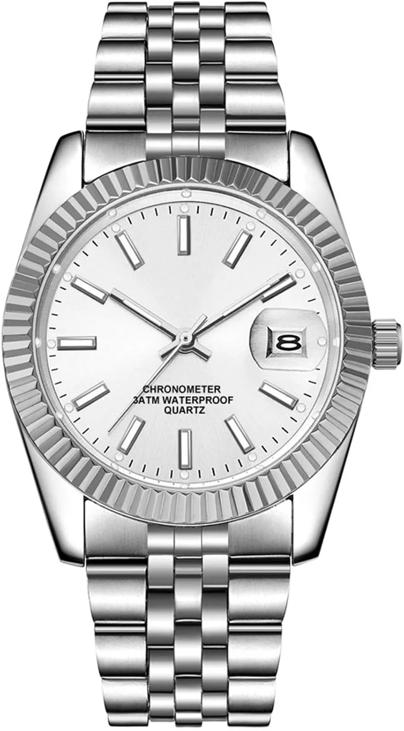 SENRUD Men's Classic Design Analog Quartz Watches Fashion Business Watch Stainless Steel Waterproof Date Casual Wrist Watch for Men