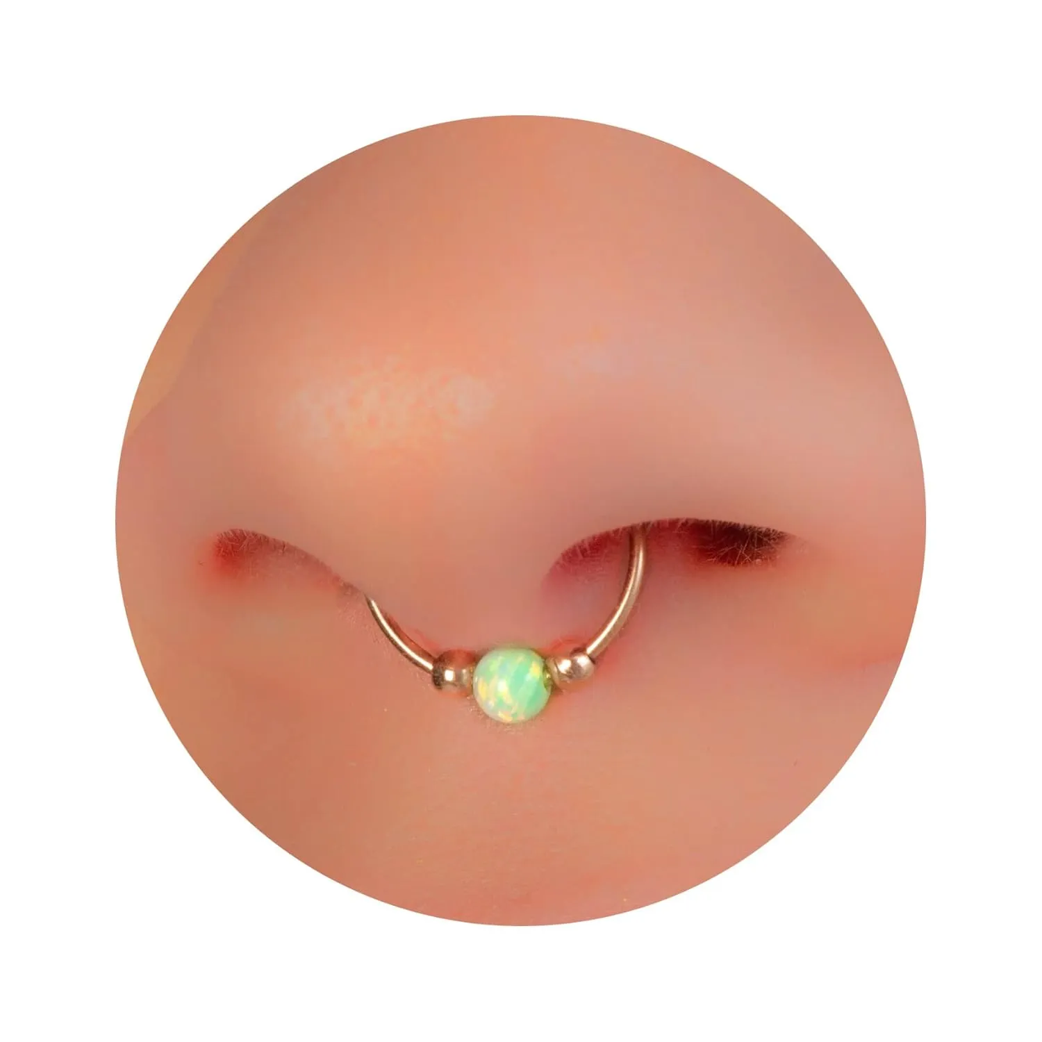 Septum Ring For Women 20 Gauge Septum Hoop 14k Gold Filled, Green Opal Septum Piercing Rings Thin Nose Jewelry Hoops