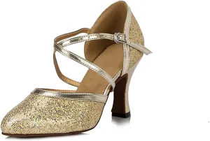 Sequin Women's Suede Sole Party Wedding Shoes Practice Ballroom Dance Shoes for 1920S