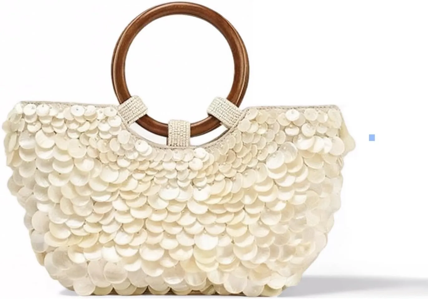 Shell Beaded Sequin Tote Bag for Women - Handmade Beach Evening Party Purse, Summer Wedding Prom Clutch with Sparkling Beaded & Shell Design, Vacation Accessories