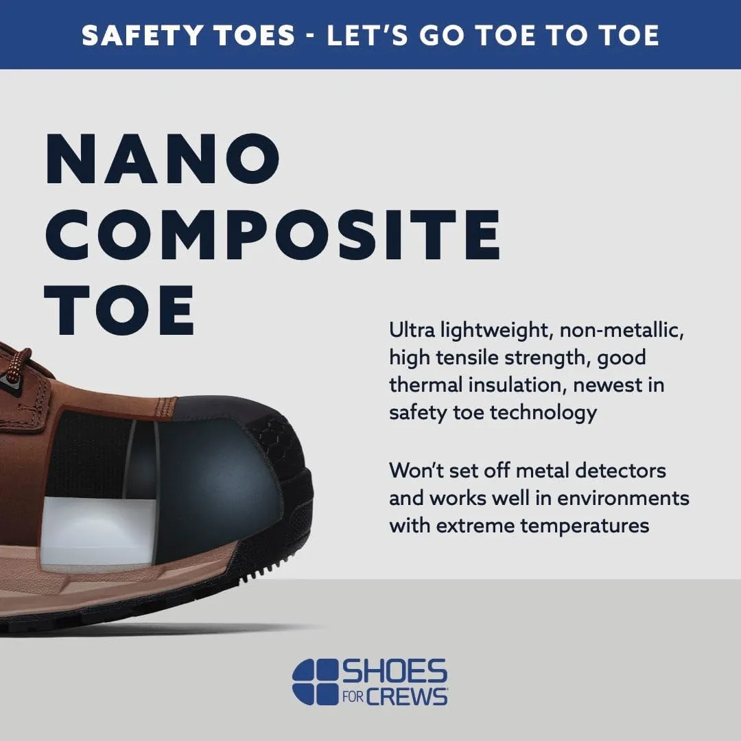Shoes for Crews Defender Mid, Men's, Women's, Unisex Soft Toe (ST) and Nano Composite Toe (NCT) Work Shoes, Slip Resistant, Water Resistant, Black
