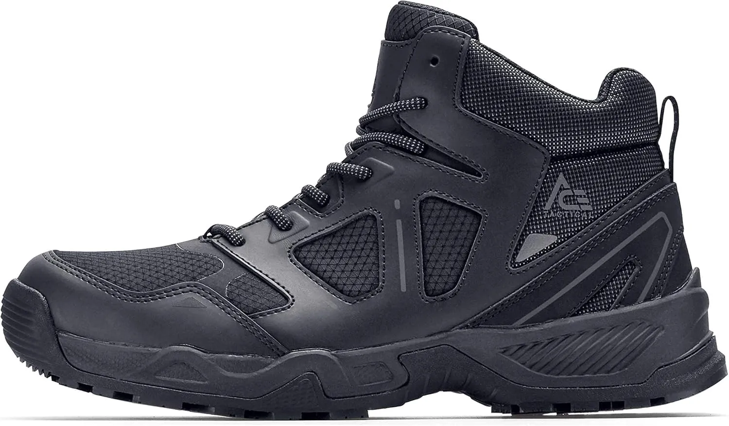 Shoes for Crews Defender Mid, Men's, Women's, Unisex Soft Toe (ST) and Nano Composite Toe (NCT) Work Shoes, Slip Resistant, Water Resistant, Black