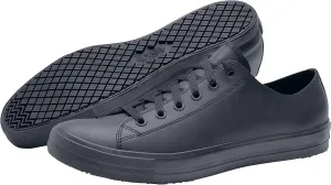 Shoes for Crews Delray, Men's, Women's, Unisex Leather Work Shoes, Slip Resistant, Water Resistant, Black, Men's 3.5 / Women's 5