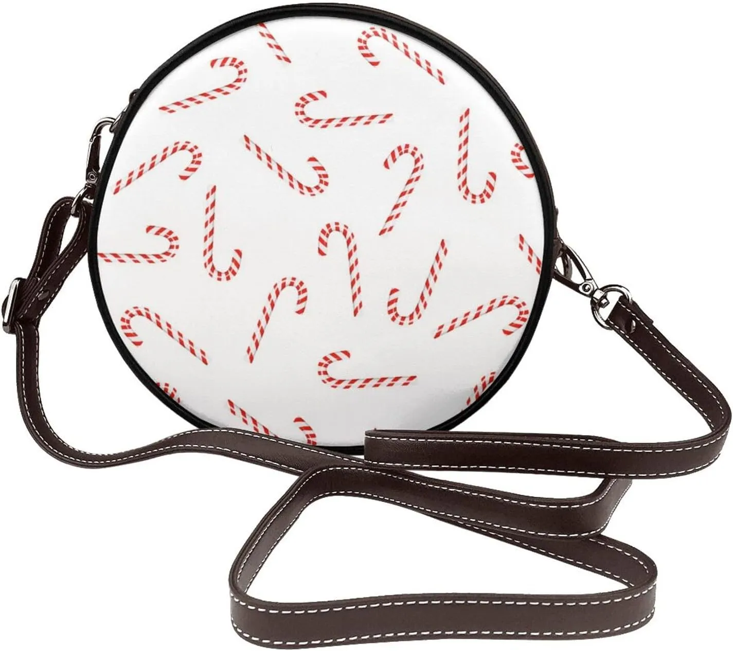 Shoulder Round Circle Bag Leather Travel Briefcase Satchel for Office, Work, Travel