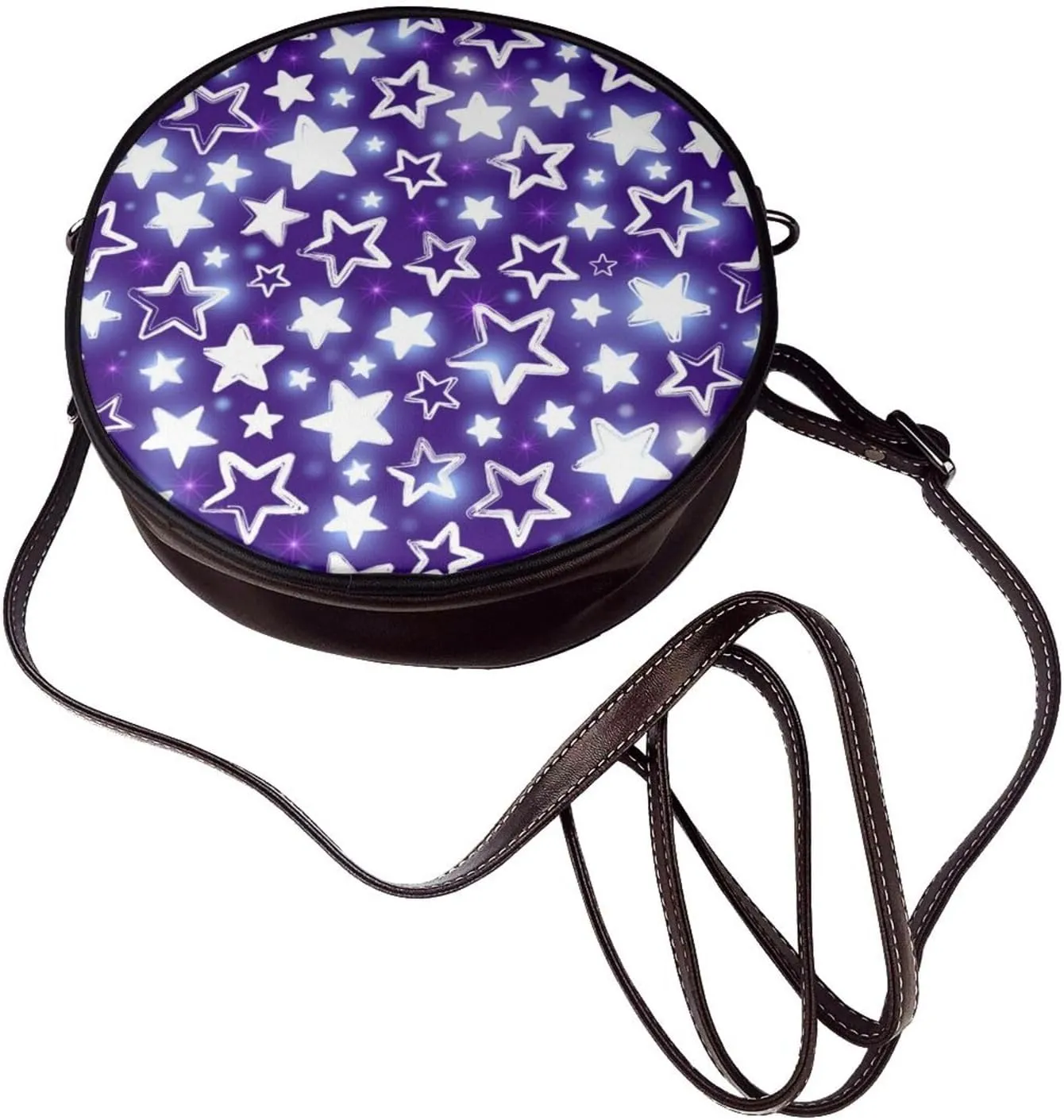 Shoulder Round Circle Bag Leather Travel Briefcase Satchel for Office, Work, Travel