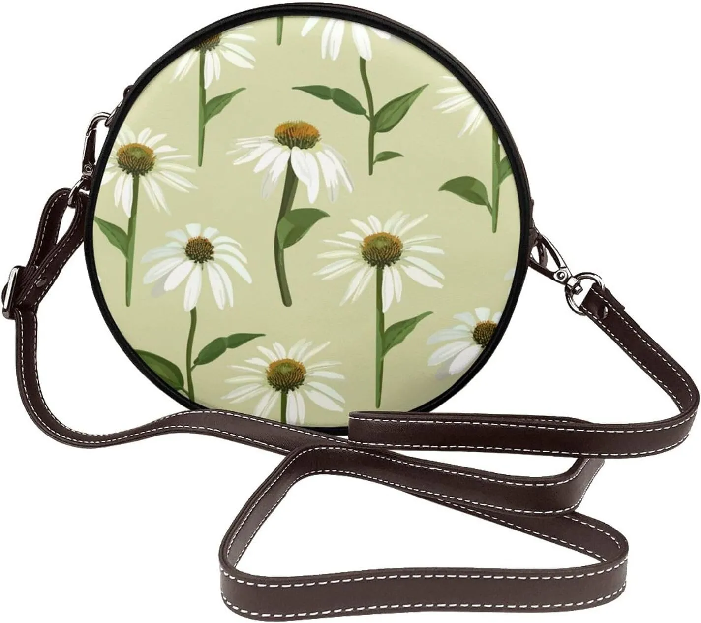 Shoulder Round Circle Bag Leather Travel Briefcase Satchel for Office, Work, Travel