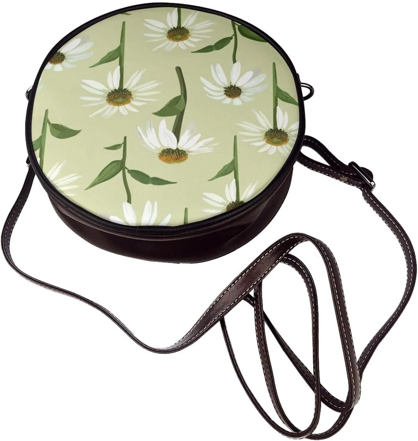 Shoulder Round Circle Bag Leather Travel Briefcase Satchel for Office, Work, Travel