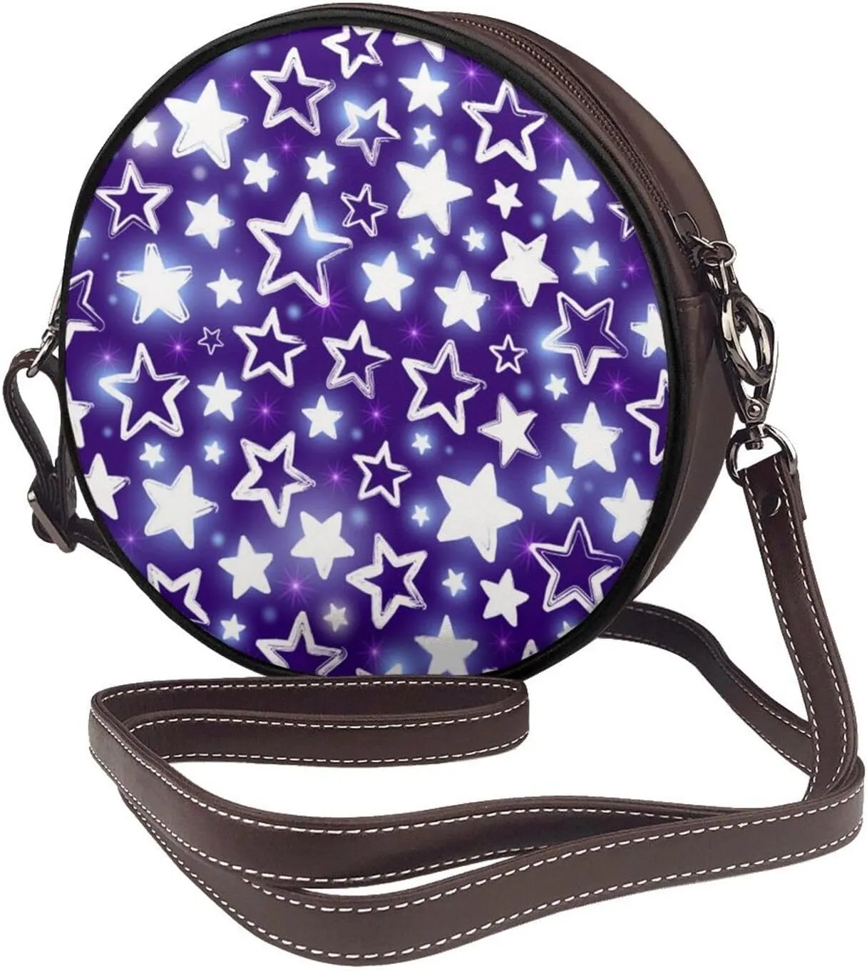 Shoulder Round Circle Bag Leather Travel Briefcase Satchel for Office, Work, Travel