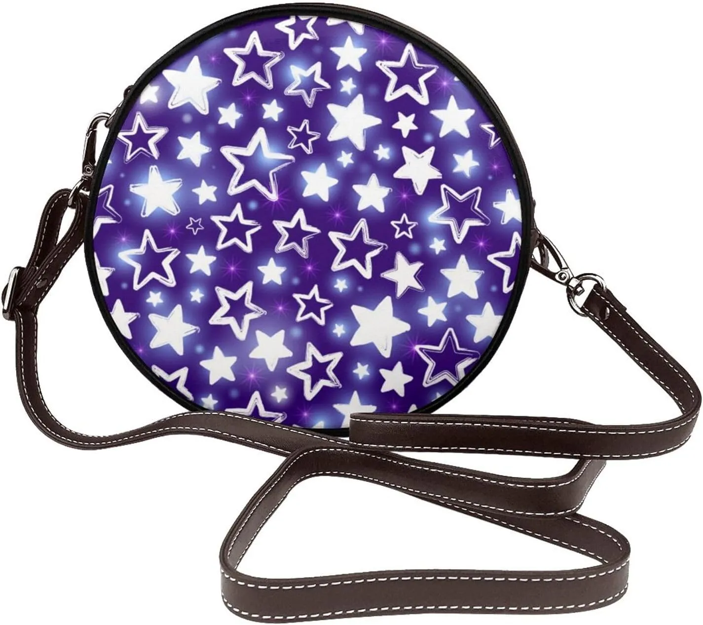 Shoulder Round Circle Bag Leather Travel Briefcase Satchel for Office, Work, Travel