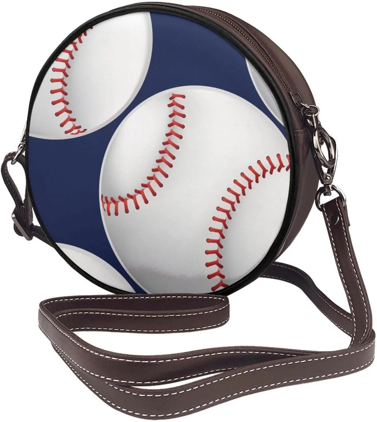 Shoulder Round Circle Bag Leather Travel Briefcase Satchel for Office, Work, Travel