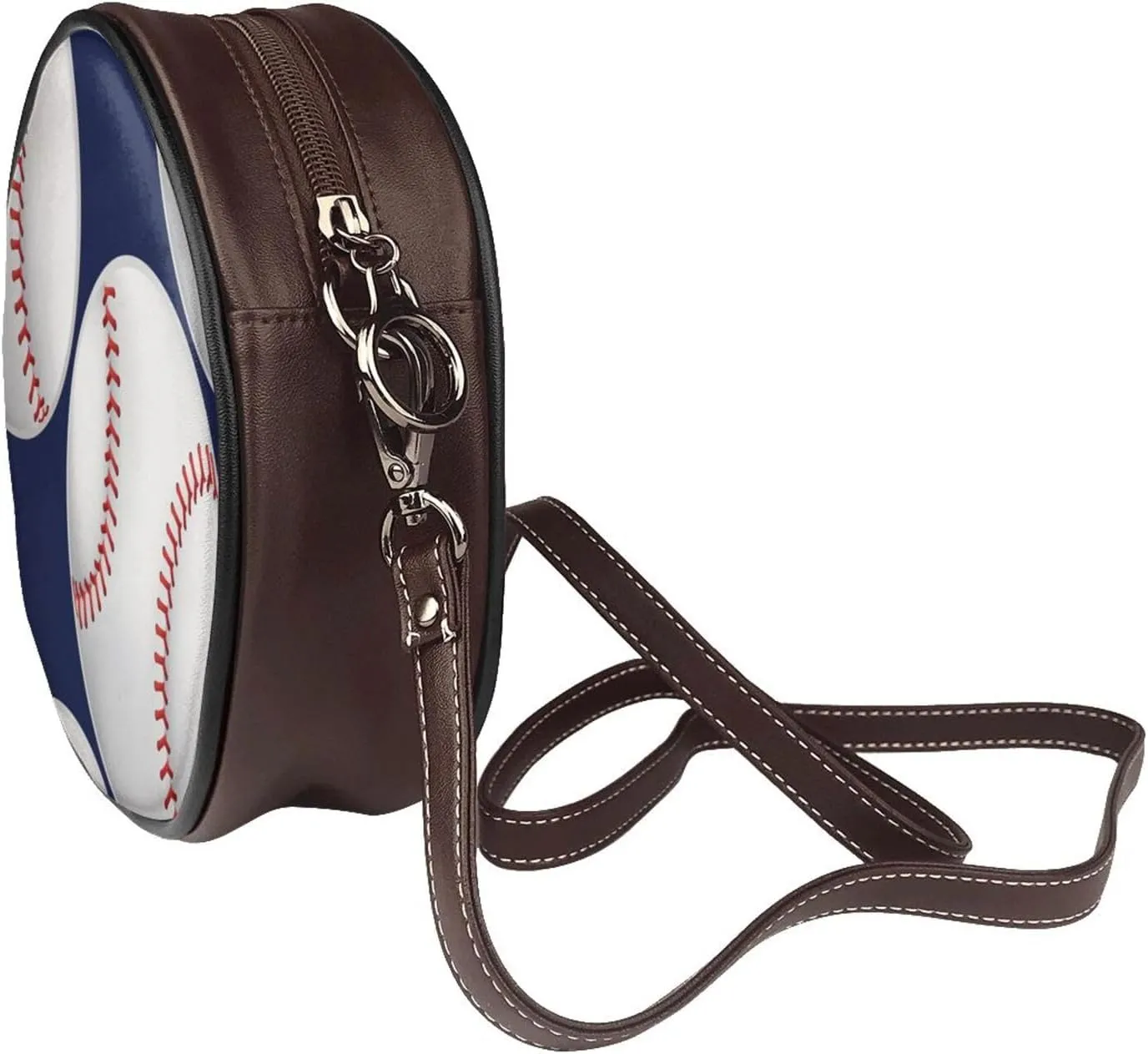 Shoulder Round Circle Bag Leather Travel Briefcase Satchel for Office, Work, Travel