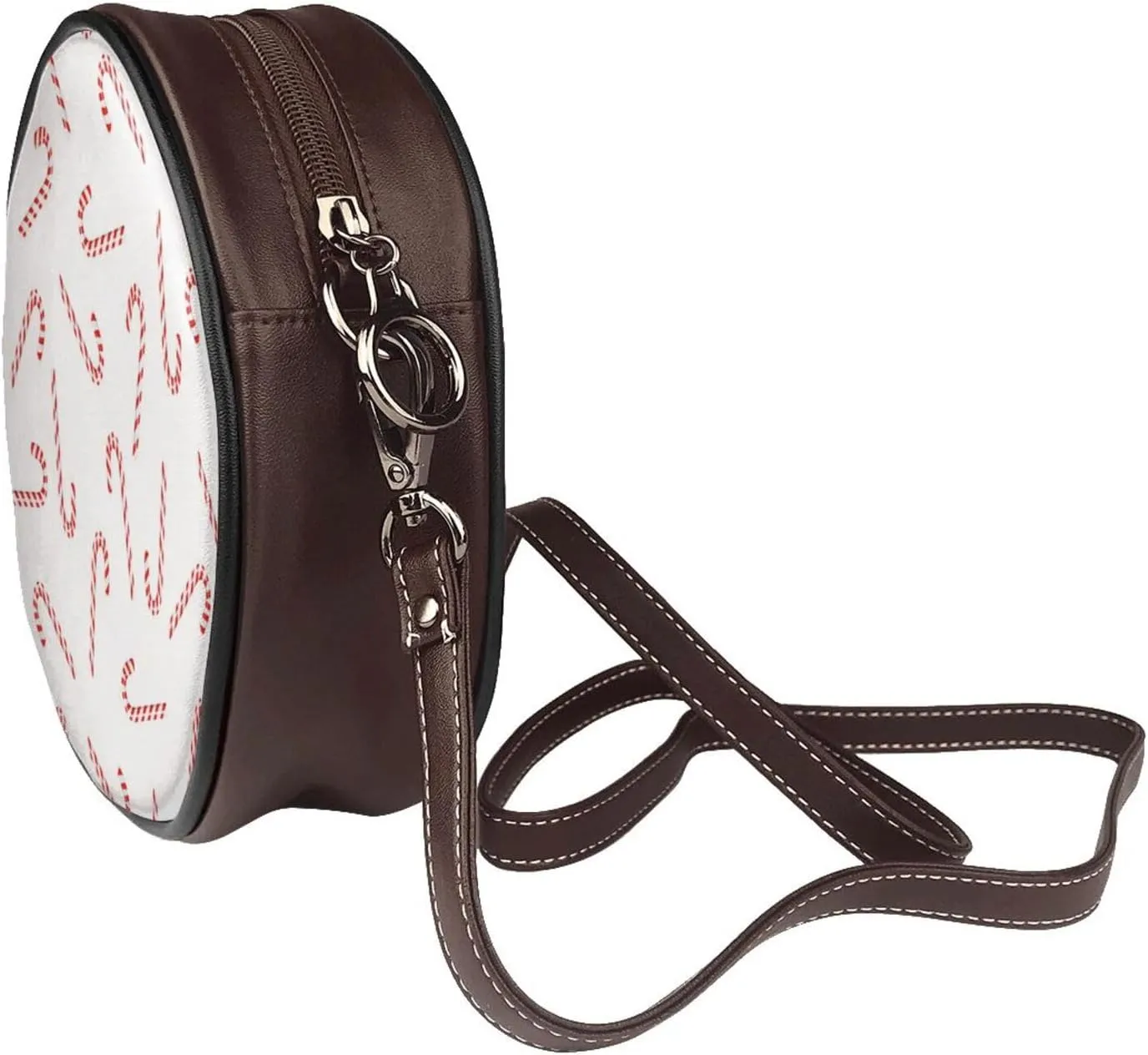 Shoulder Round Circle Bag Leather Travel Briefcase Satchel for Office, Work, Travel