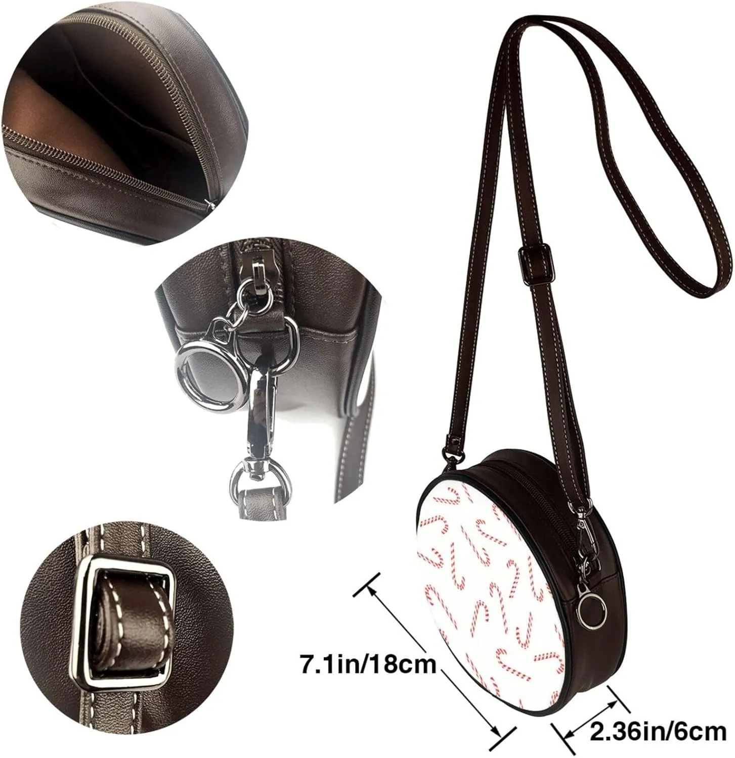 Shoulder Round Circle Bag Leather Travel Briefcase Satchel for Office, Work, Travel