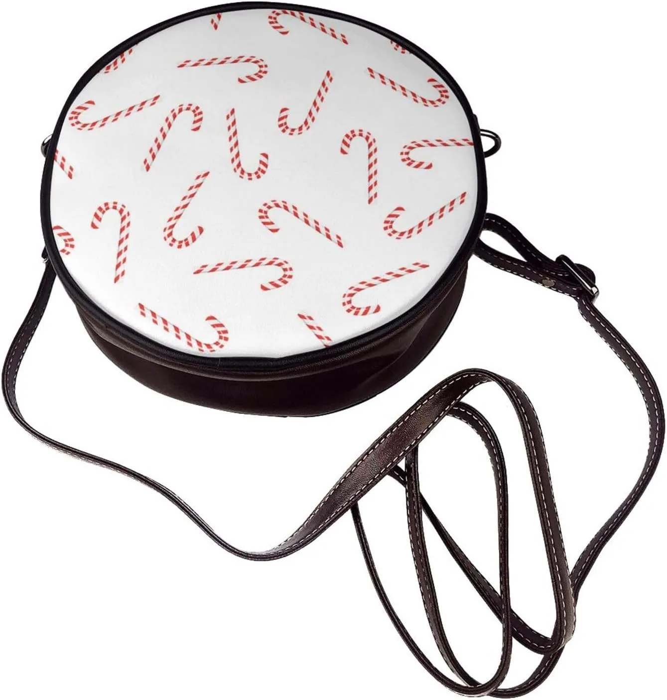 Shoulder Round Circle Bag Leather Travel Briefcase Satchel for Office, Work, Travel