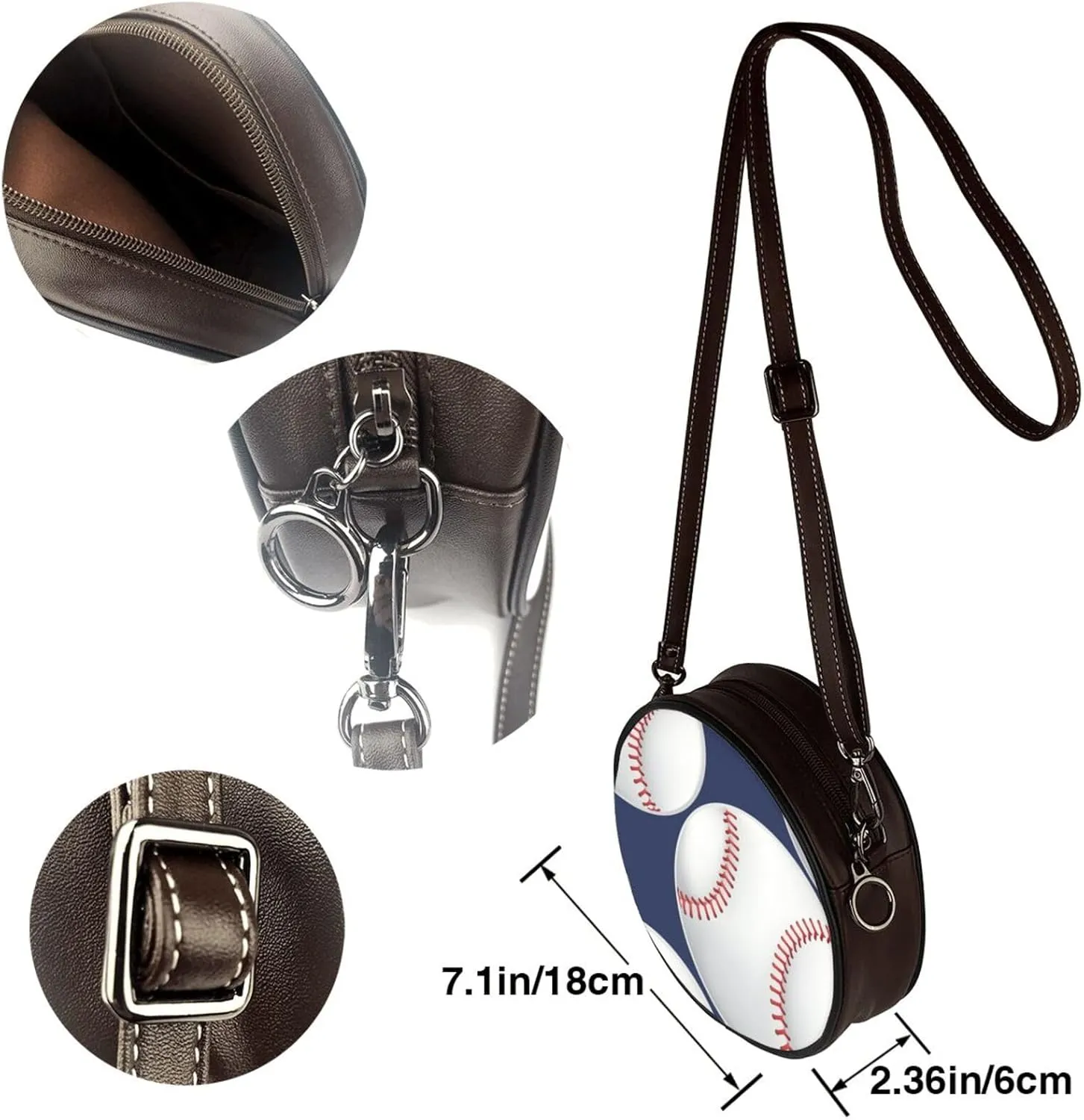 Shoulder Round Circle Bag Leather Travel Briefcase Satchel for Office, Work, Travel