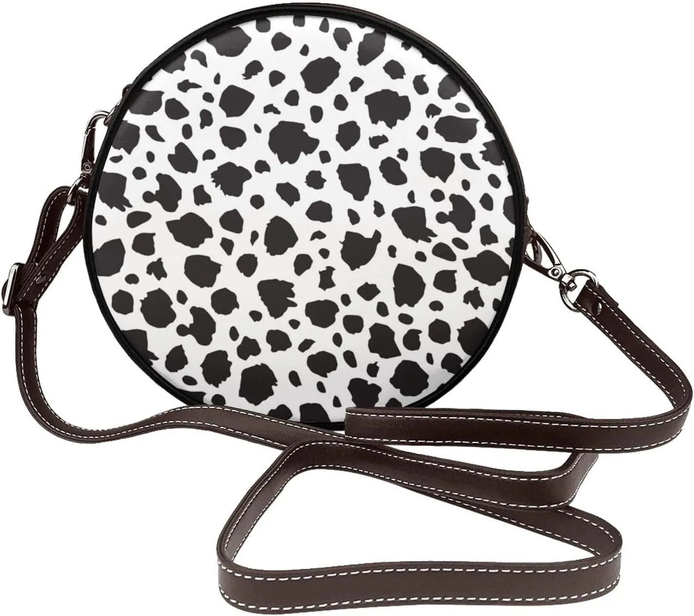 Shoulder Round Circle Bag Leather Travel Briefcase Satchel for Office, Work, Travel