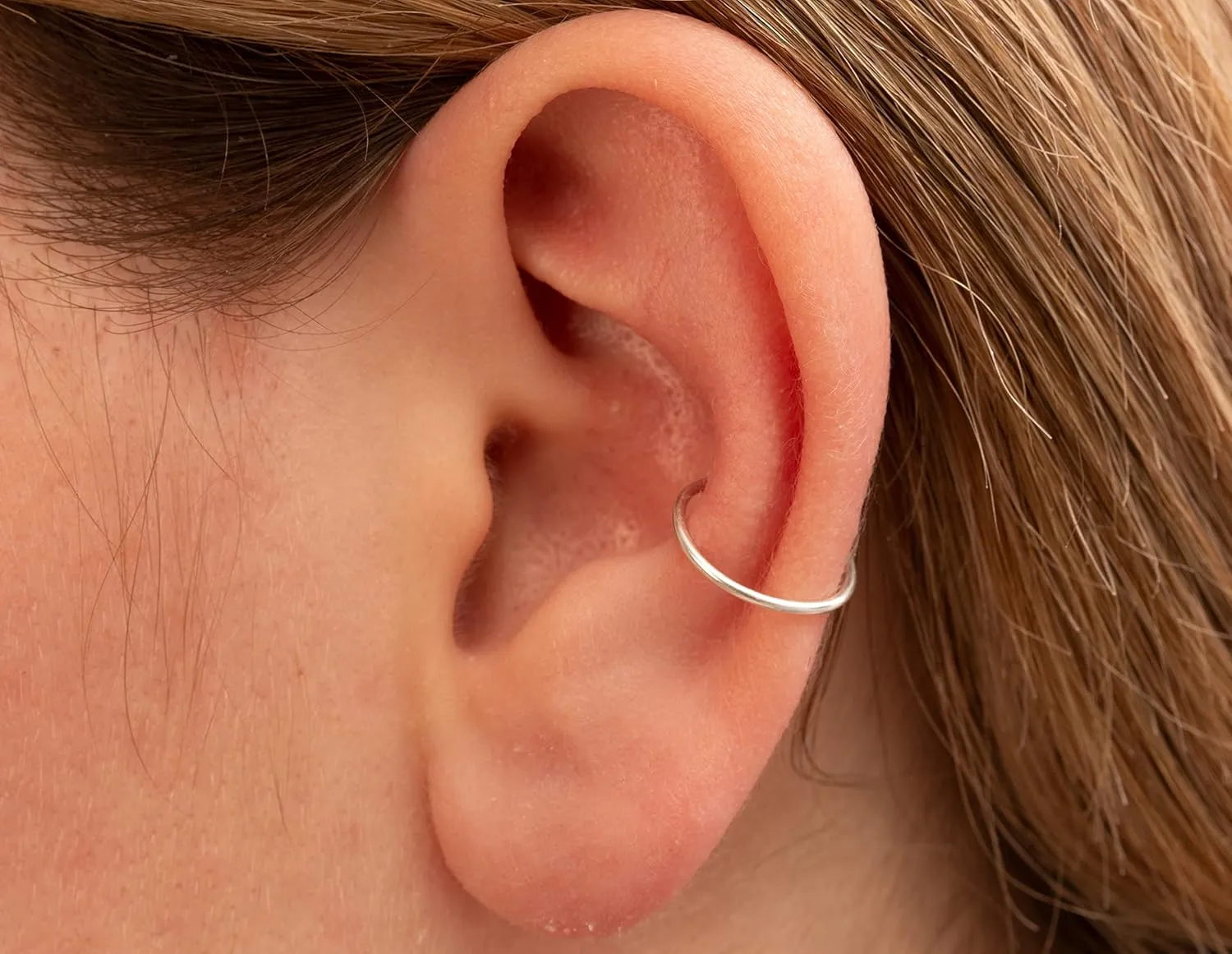Silver conch Piercing - 20 gauge conch ring, thin cut wire Silver conch hoop - 925 Sterling Silver conch jewelry (silver, sterling-silver)