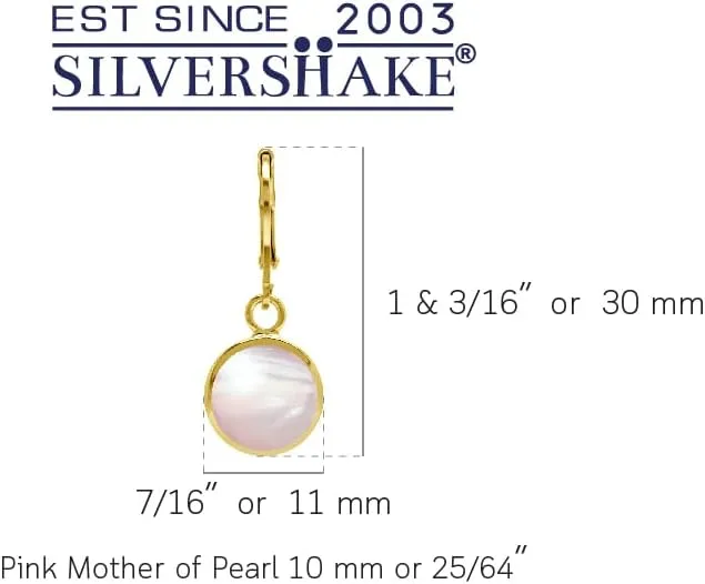 Silvershake 10MM Round Shape Gemstone White Gold Plated or Yellow Gold Plated 925 Sterling Silver Basic Bezel Set Leverback Dangle Earrings Jewelry for Women