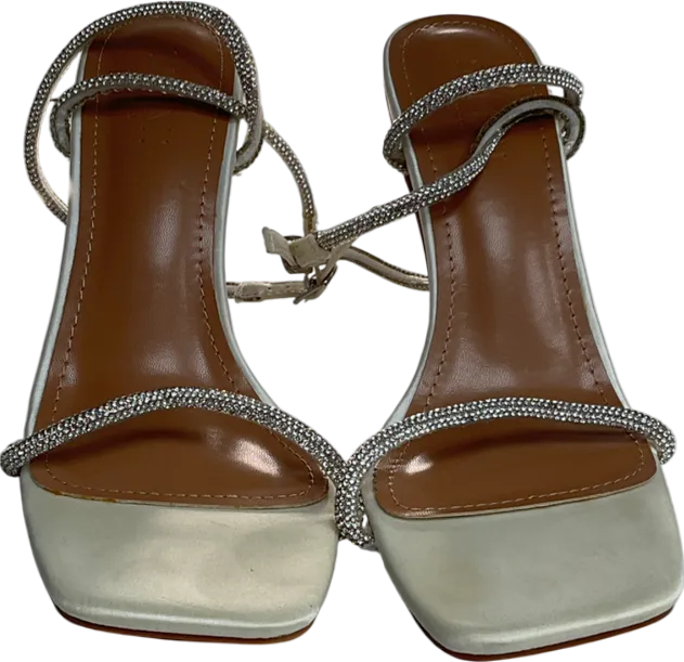 Simmi London White Mollie Stone Diamante Heeled Sandals UK 5 EU 38 