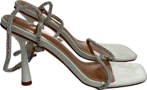 Simmi London White Mollie Stone Diamante Heeled Sandals UK 5 EU 38 