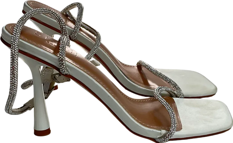 Simmi London White Mollie Stone Diamante Heeled Sandals UK 5 EU 38 